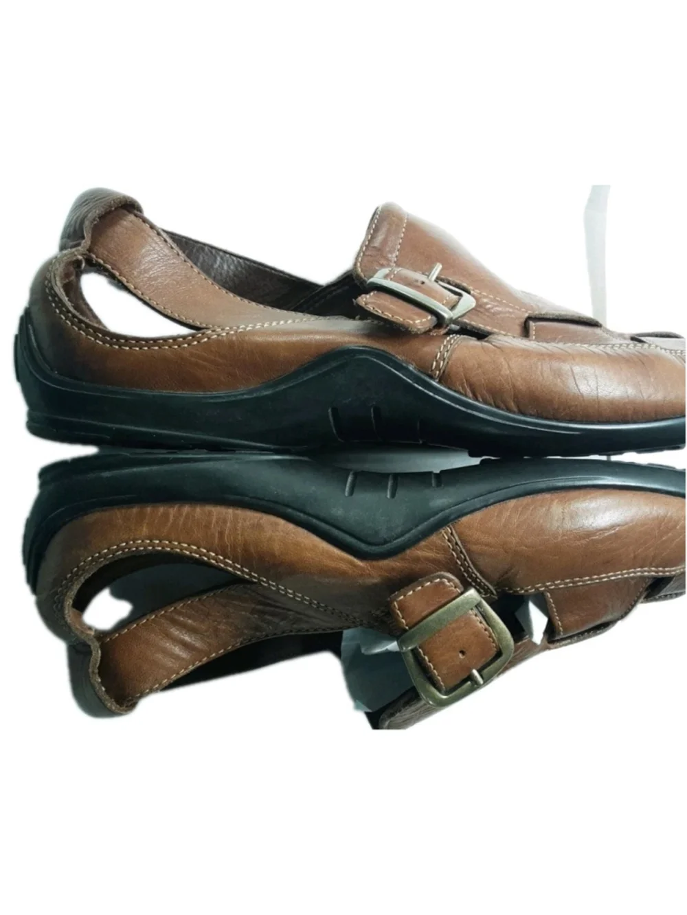 COLE HAAN-Classic FISHERMANS Leather SANDALS-Comfort Vibram Sole-Cognac-Sz 11M